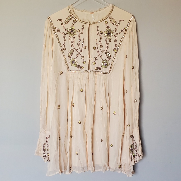 Free People Bali Golden Sun Dress - Blush Pink Mini Dress - Picture 4 of 13